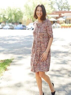 SALE!!   JJill Mixed Print Scoop Neck Women’s Dress in Rust Multi Size 20